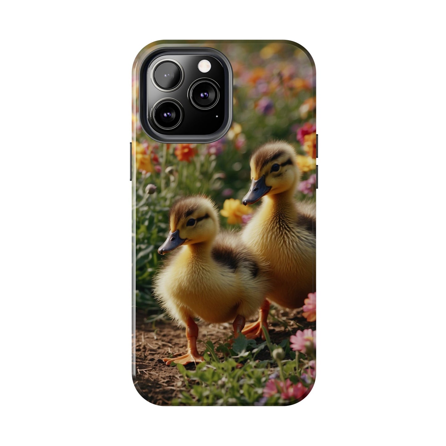 Charming Ducklings in Floral Garden - iPhone Case