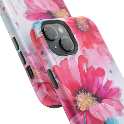 Vibrant Watercolor Red & Pink Floral - MagSafe iPhone Case