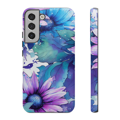 Purple & Teal Watercolor Floral Samsung Galaxy Case - Artistic Flower Design