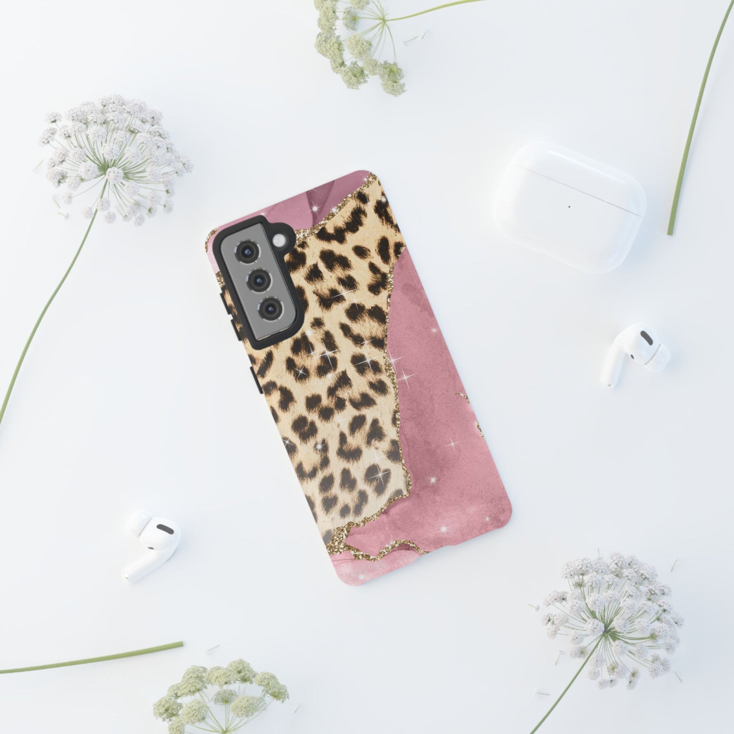 Pink Glam Leopard - Samsung Galaxy Series Case with Glitter Accents