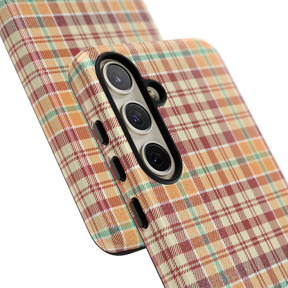 Retro Chic Plaid Samsung Galaxy Case in Red, Orange, Green & Cream – Timeless Vintage Design