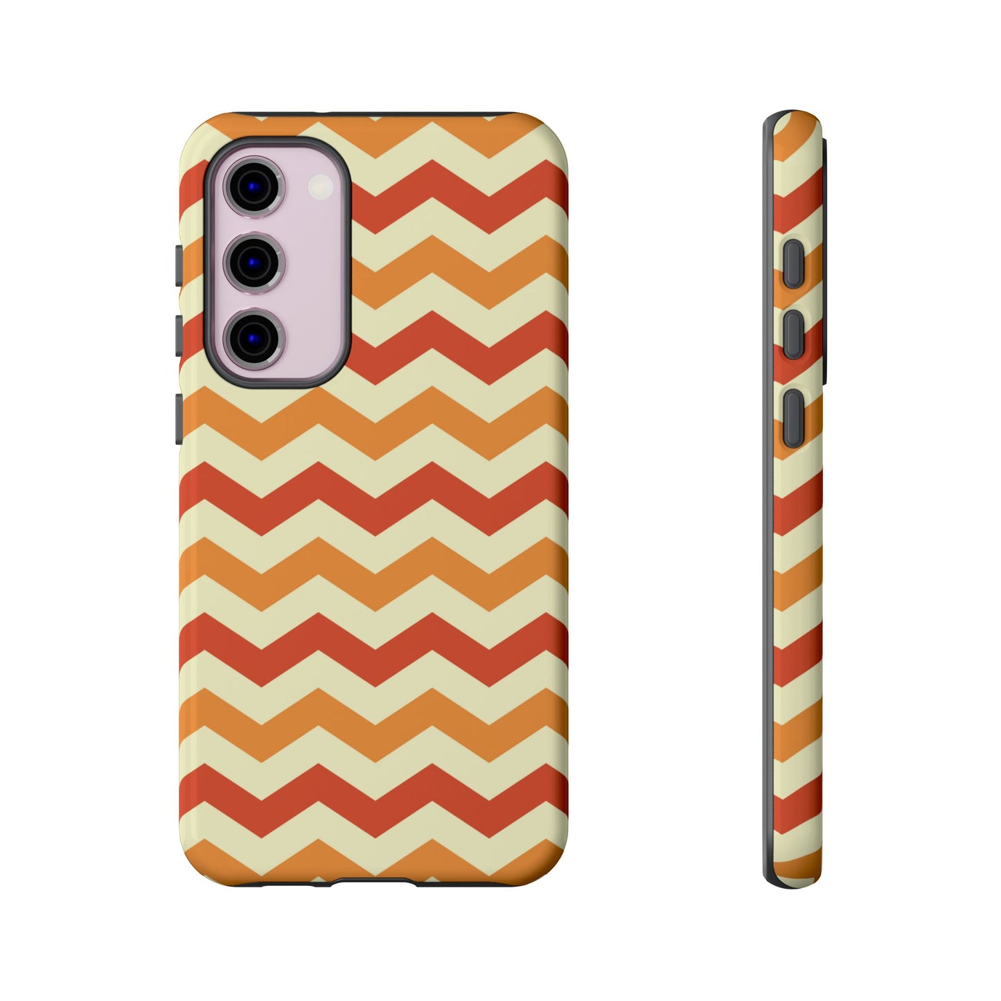 Warm Sunset Chevron – Orange, Red & Cream Geometric Samsung Galaxy Case