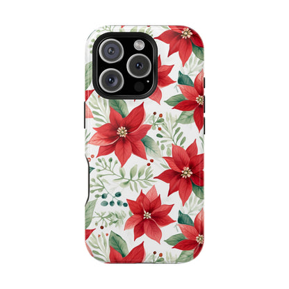 Festive Poinsettia Holiday Pattern – MagSafe iPhone Series Case