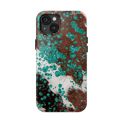 Teal Glitter Cowhide - iPhone Series Case