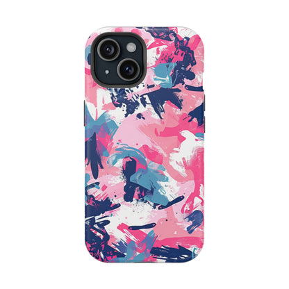 Vibrant Pink & Navy Abstract Splash – MagSafe iPhone Case