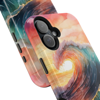 Ocean Sunrise Wave MagSafe iPhone Case – Vibrant Watercolor Wave Design