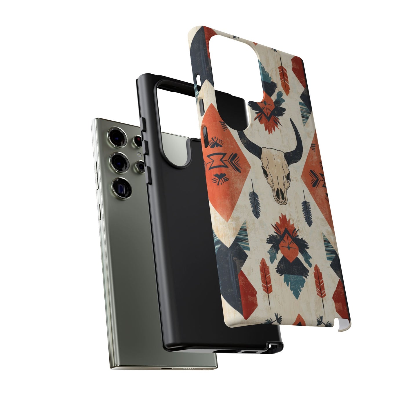 Southwestern Boho Skull Tough Samsung Galaxy Case – Durable Matte Finish, Dual-Layer Protection