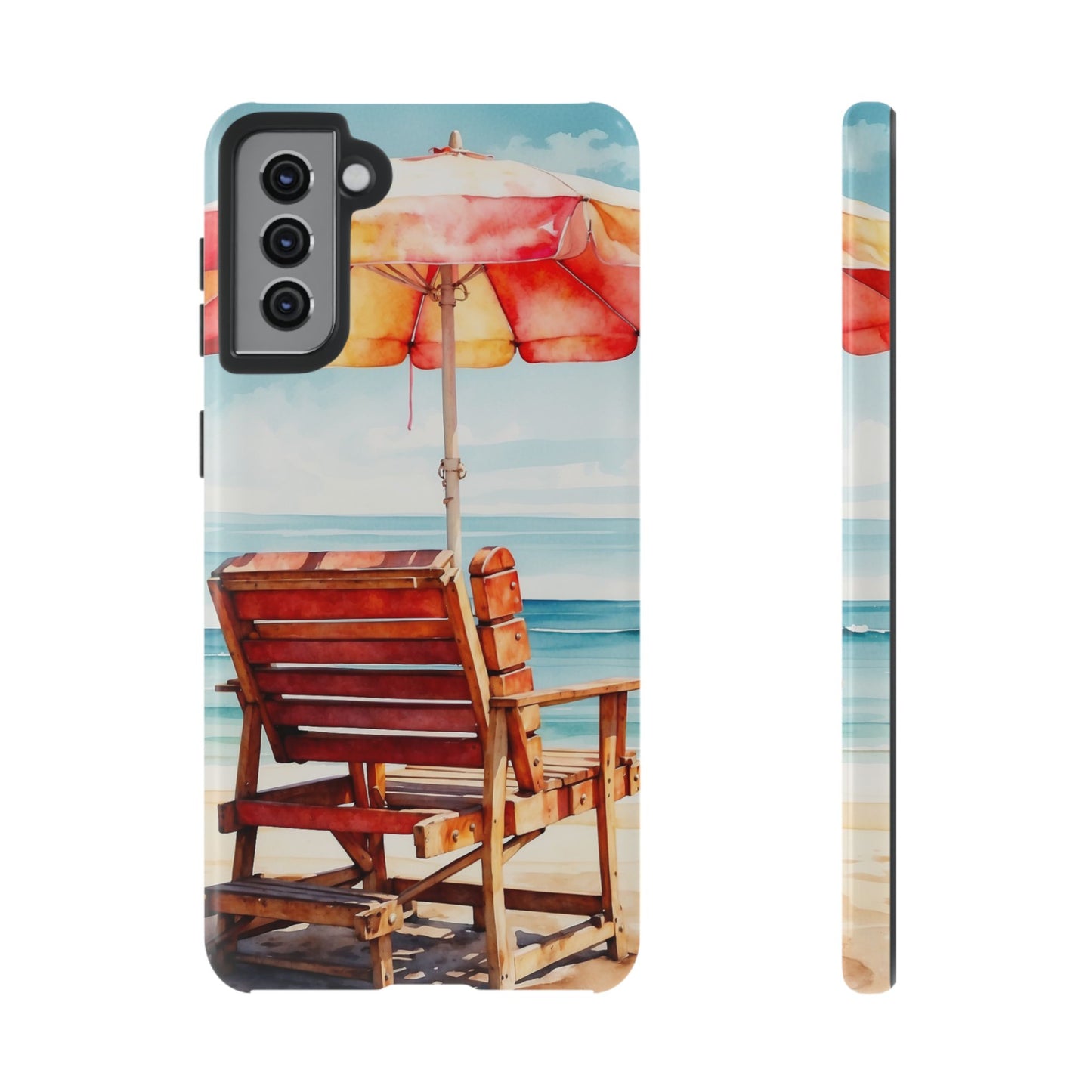 Beachfront Sunset Lounge Samsung Galaxy Case – Vibrant Watercolor Design