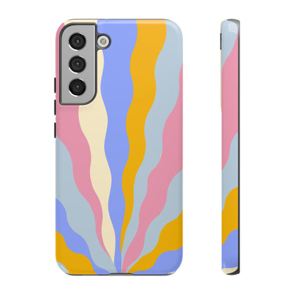 Pastel Radiance Samsung Galaxy Case – 70s-Inspired Dual-Layer Design with Wavy Sunburst Pattern