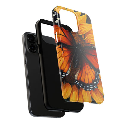 Monarch Butterfly & Sunflower Art – iPhone Case