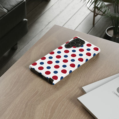 Patriotic Navy, White, and Red Polka Dot Samsung Galaxy Case