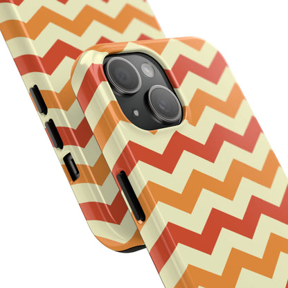 Warm Sunset Chevron – Orange, Red & Cream Geometric iPhone Case