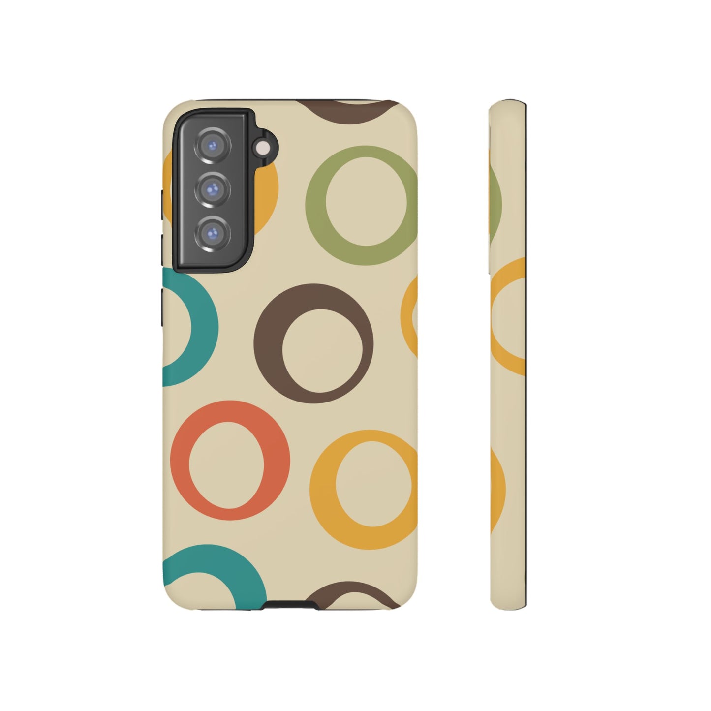 Retro Colorful Rings Samsung Galaxy Case – Shockproof, Matte Finish, Dual-Layer Protection
