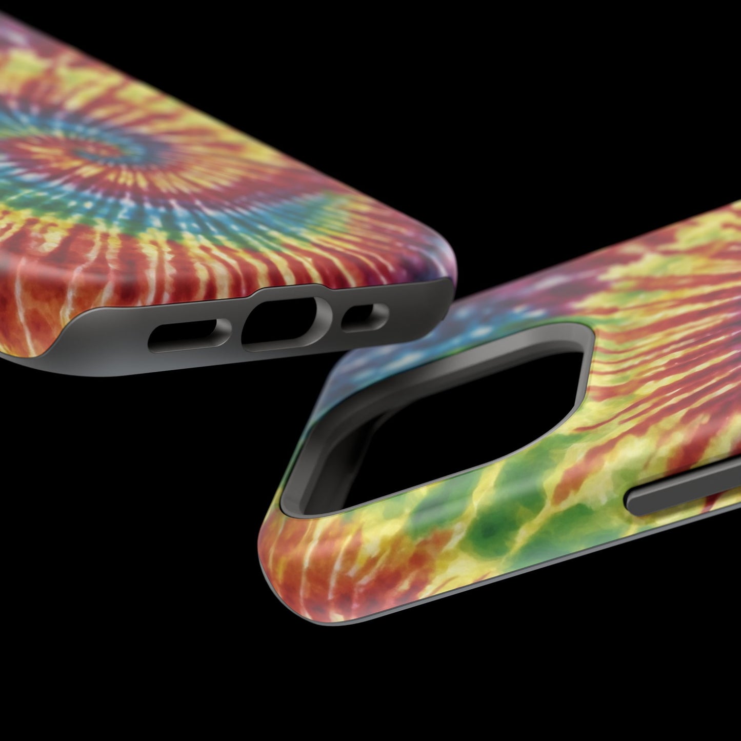 Vibrant Spiral Tie-Dye MagSafe Case – Retro Rainbow Design