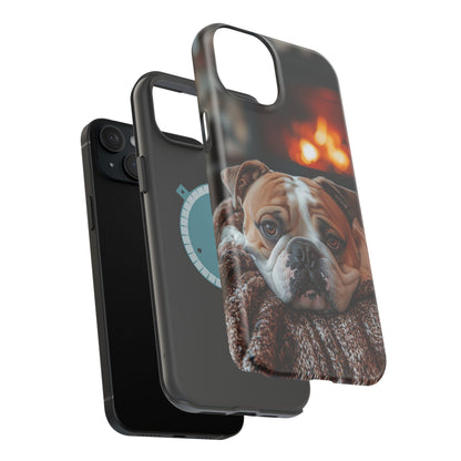 Cozy Bulldog MagSafe Case – Fireside-Inspired Protective Cover