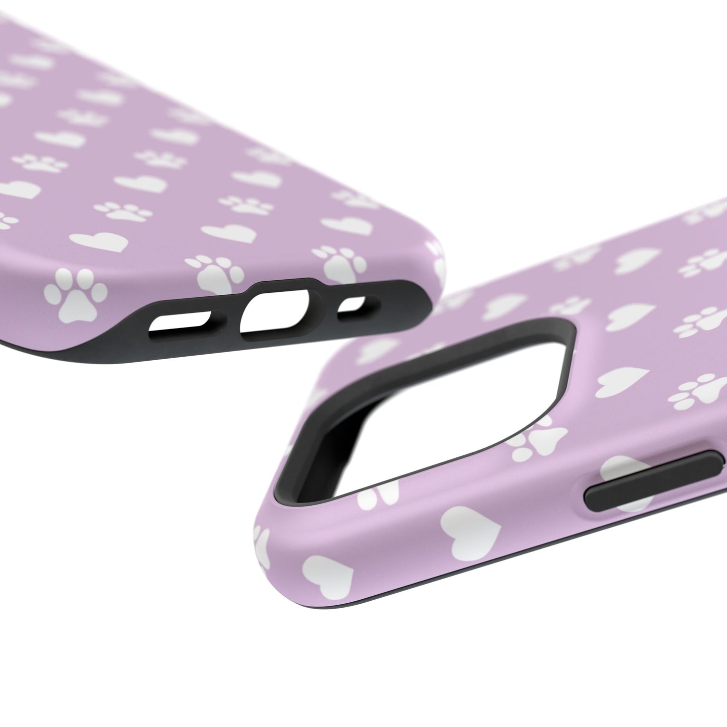 Purple Hearts & Paw Prints - Cute Pet Lover MagSafe iPhone Case