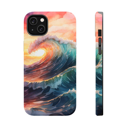 Ocean Sunrise Wave MagSafe iPhone Case – Vibrant Watercolor Wave Design