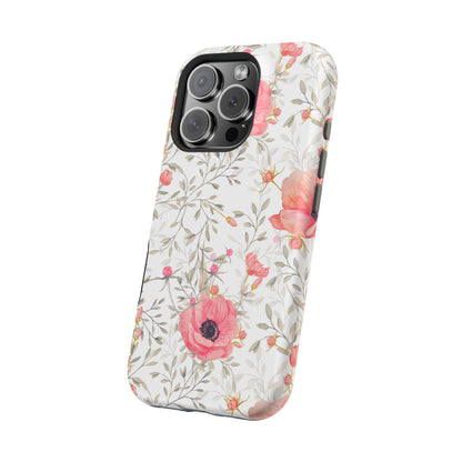 Pink Floral Watercolor MagSafe iPhone Case – Elegant Blossom Design with Magnetic Compatibility