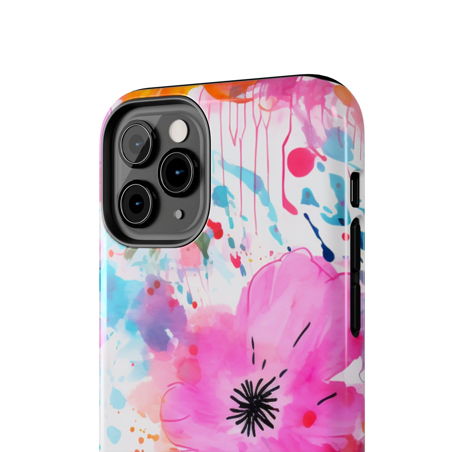 Color Splash Pink & Orange Watercolor Floral - iPhone Case