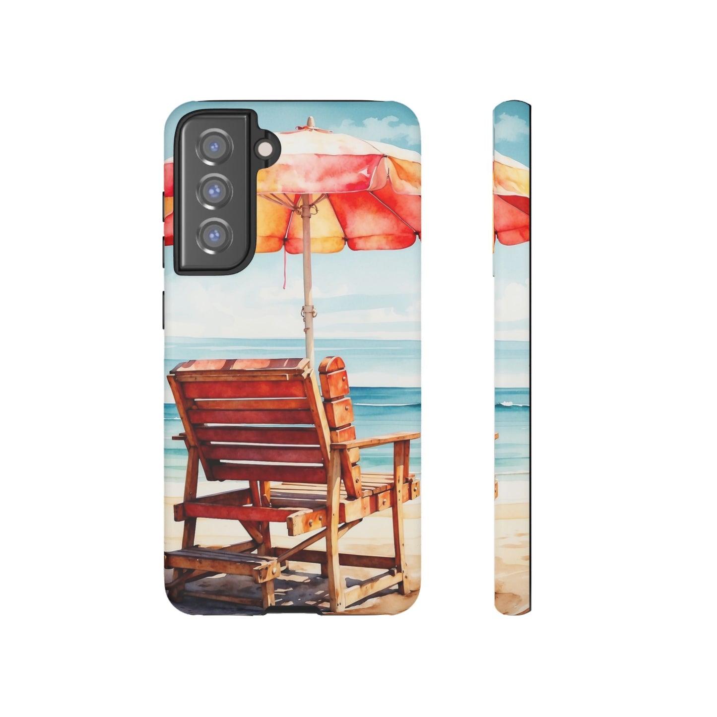 Beachfront Sunset Lounge Samsung Galaxy Case – Vibrant Watercolor Design