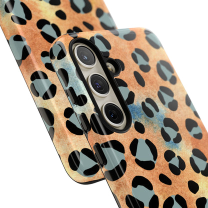 Sunset Watercolor Leopard Print Tough Samsung Galaxy Case – Artistic Animal Pattern with Dual-Layer Protection