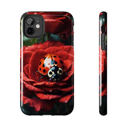 Elegant Rose & Ladybug Charm - iPhone Series Case