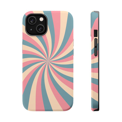 Vintage Pastel Swirl MagSafe iPhone Case – Dual-Layer Protection with 70s-Inspired Design