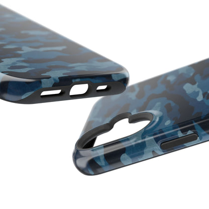 Dark Blue Camouflage – MagSafe iPhone Case with Modern Rugged Style