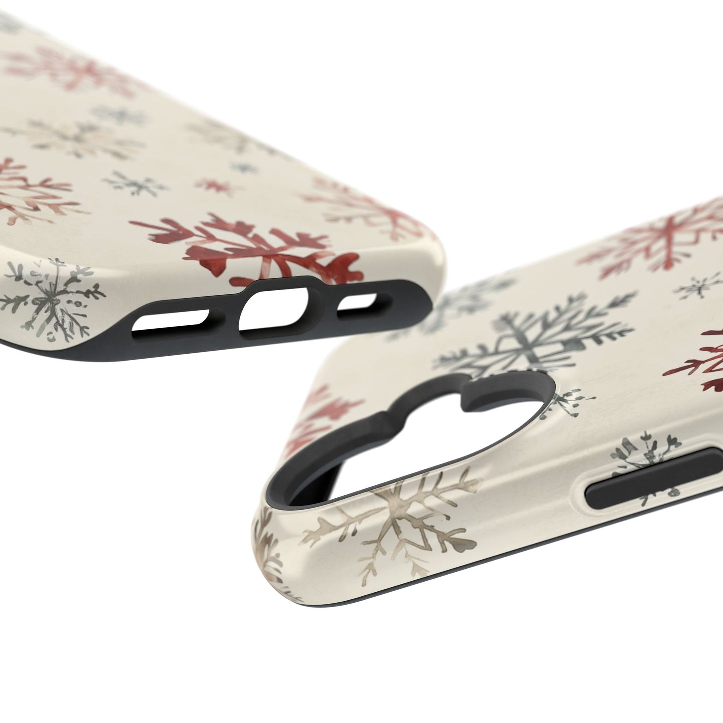 Vintage Red and Gray Snowflake Pattern – MagSafe iPhone Series Case