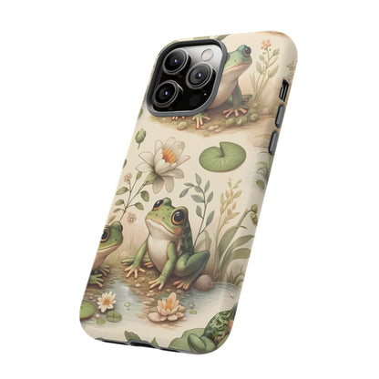 Cute Frogs Phone Case - Pond Pals Frolic - Charming Frog Lily Pad Phone Case for iPhone, Google & Samsung! Great Gift For Any Frog Lover!