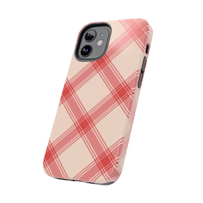 Soft Peachy Red Plaid iPhone Case