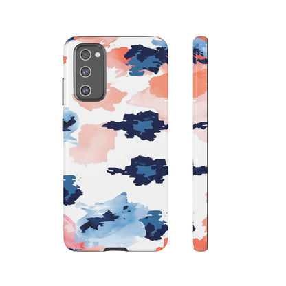 Abstract Coral & Navy Watercolor Design – Samsung Galaxy Case