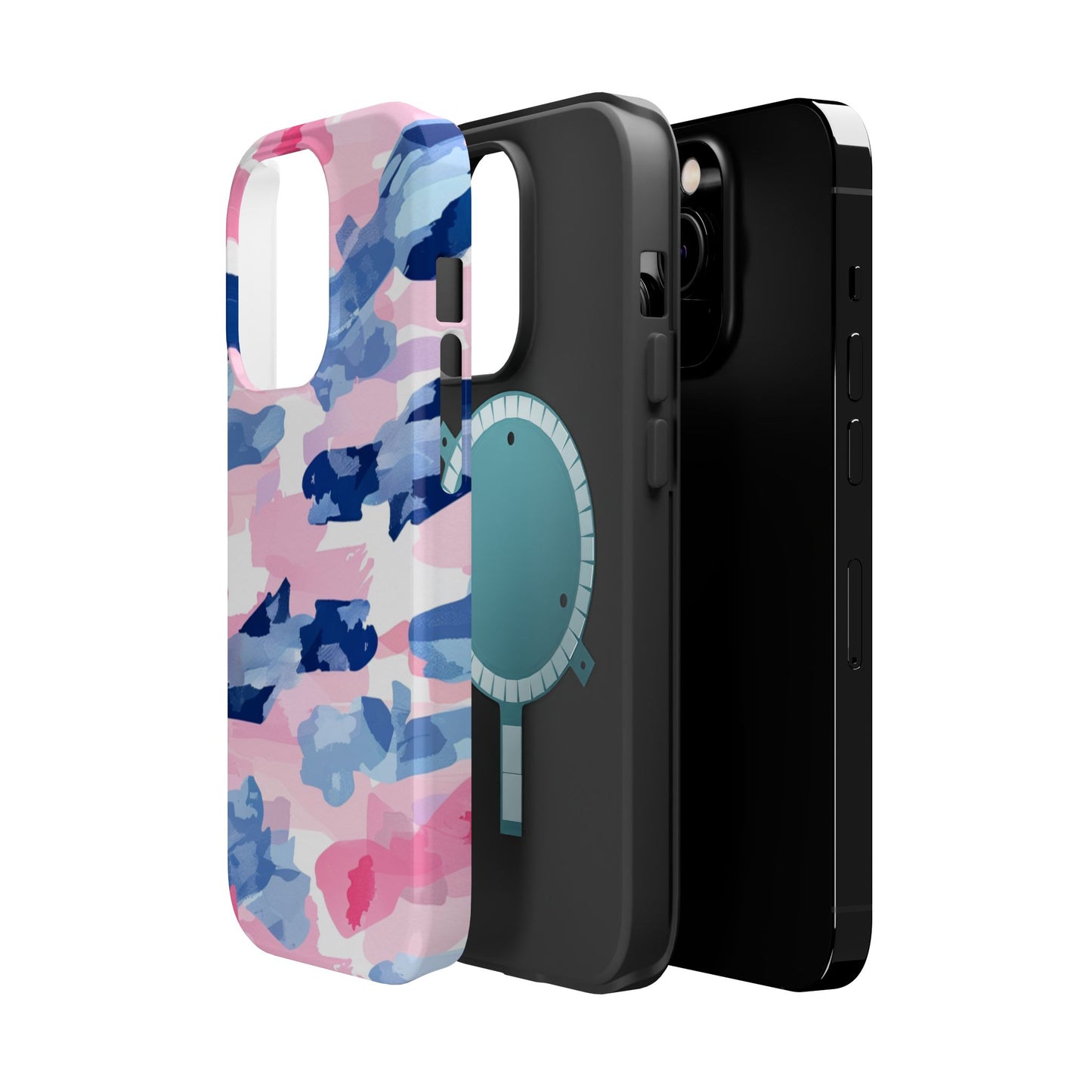 MagSafe Case: Dynamic Pink & Navy Brushstroke Art