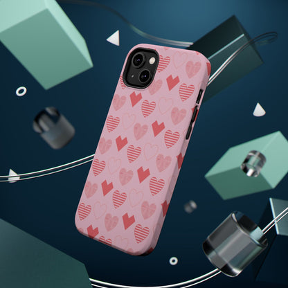 Striped Hearts MagSafe iPhone Case