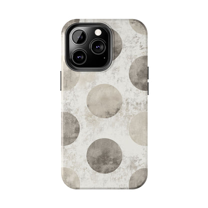 Vintage Polka Dot iPhone Case - Minimalist Neutral Protective Cover