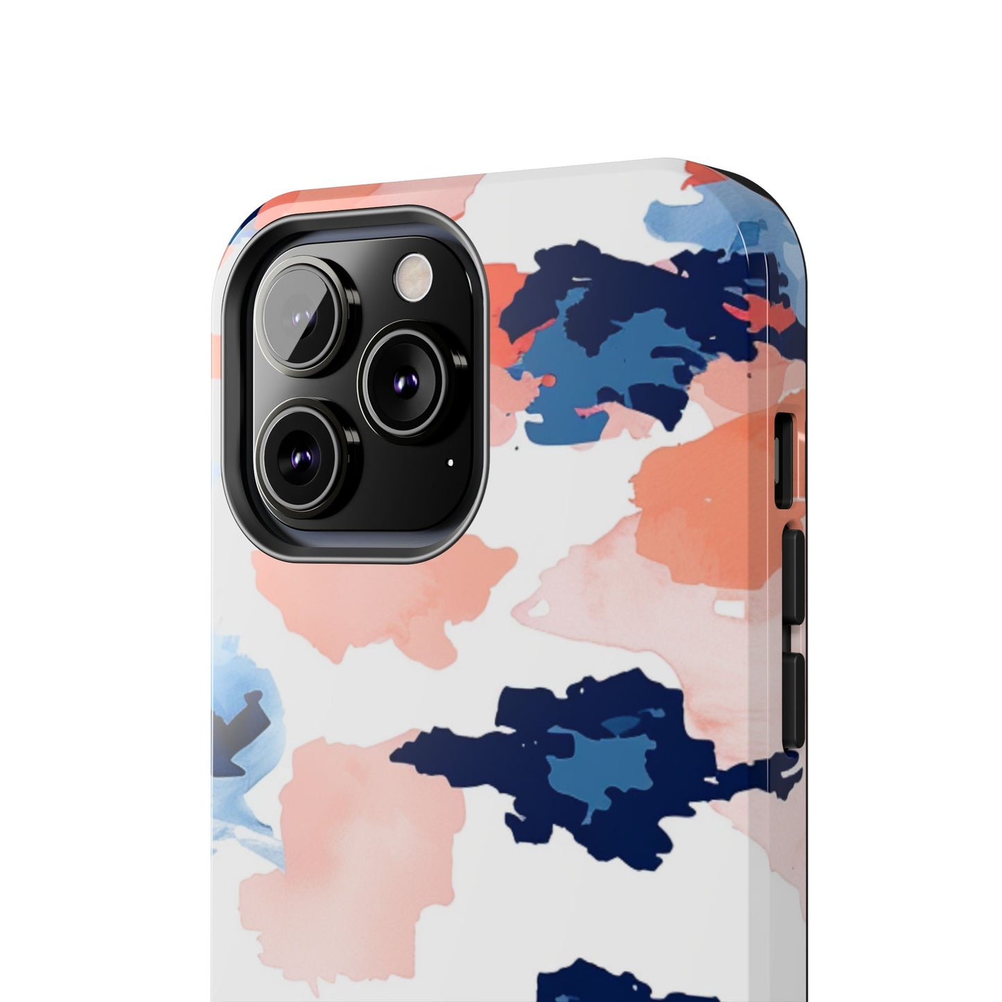 Abstract Coral & Navy Watercolor Design – iPhone Case