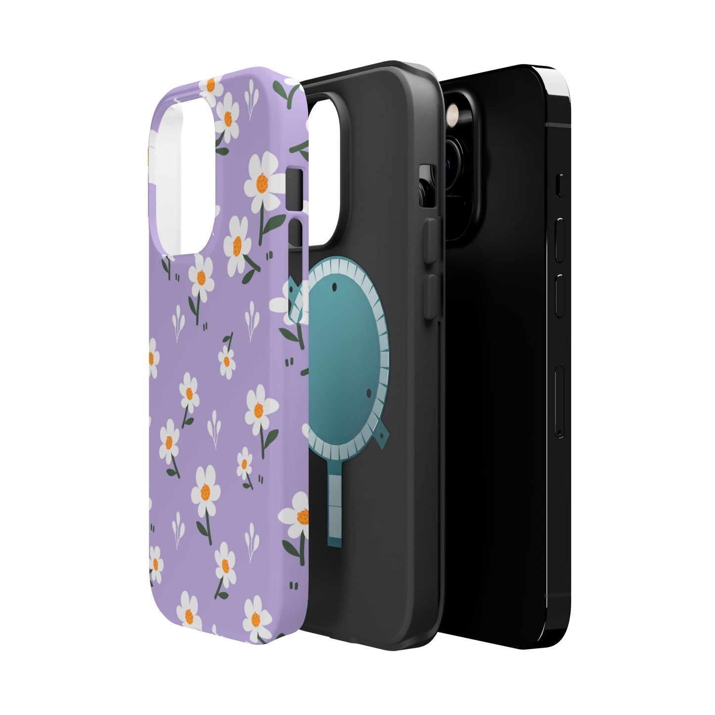 Purple Daisy Garden MagSafe  iPhone Case – Soft Lavender Background, Shockproof Protection with Slim Fit