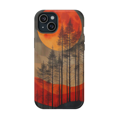 Moody Forest Moonrise MagSafe iPhone Case – Dark Landscape Design, Dual-Layer Protection