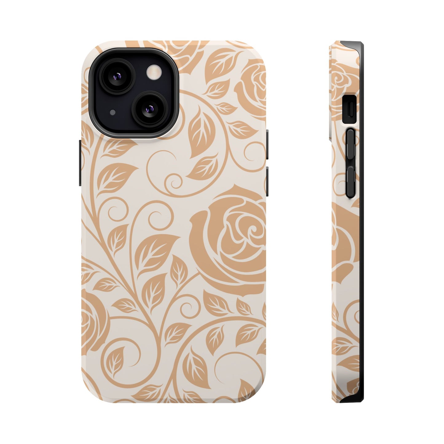 Vintage Rose Vine Tough MagSafe iPhone Case – Elegant Floral Pattern with Dual-Layer Protection