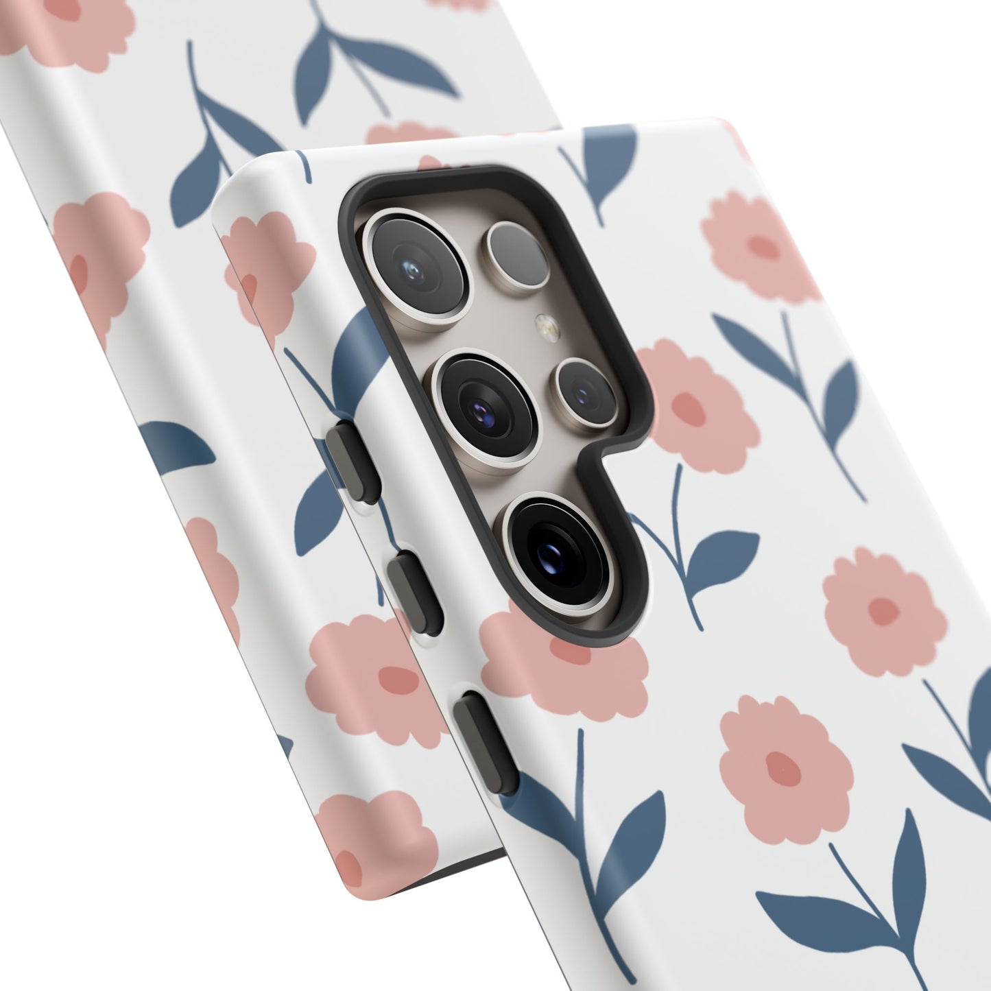 Playful Pink Floral Tough Samsung Galaxy Case – Soft Pastel Design, Slim & Shockproof