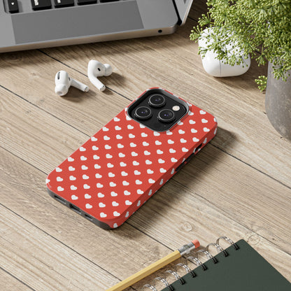 White Hearts on Red iPhone Case