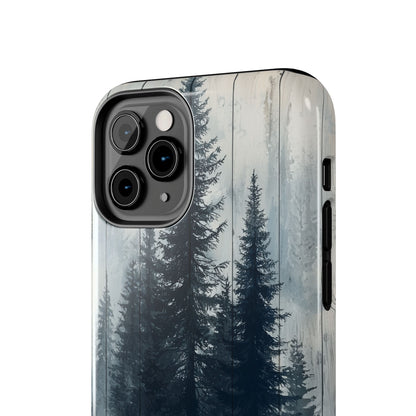 Rustic Pine Forest iPhone Case - Blue Toned Woodland Country Design