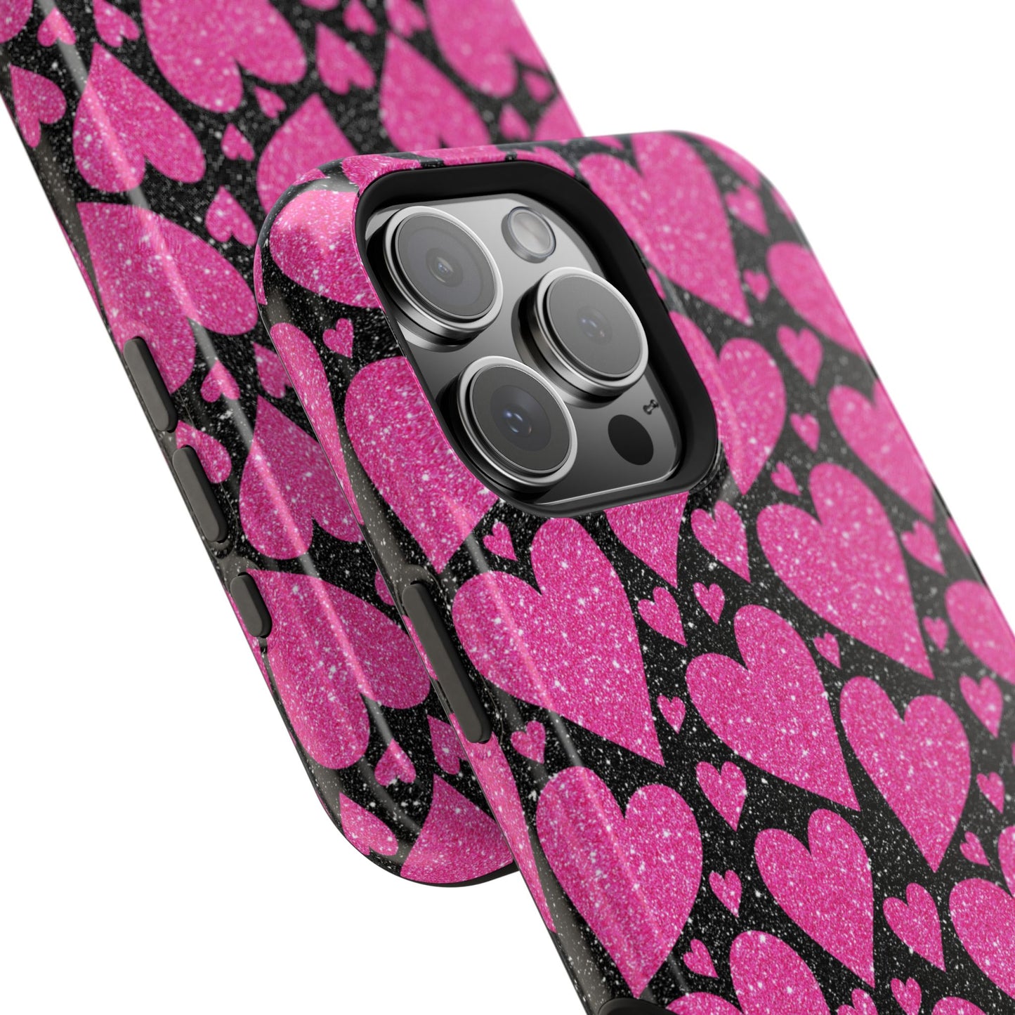 Glitter Hearts MagSafe iPhone Case