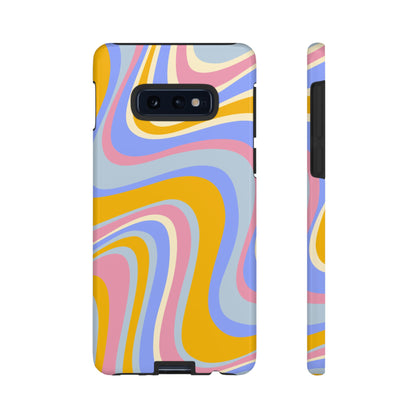 Groovy Pastel Waves Samsung Galaxy Case – 70s-Inspired Design with Dual-Layer Protection