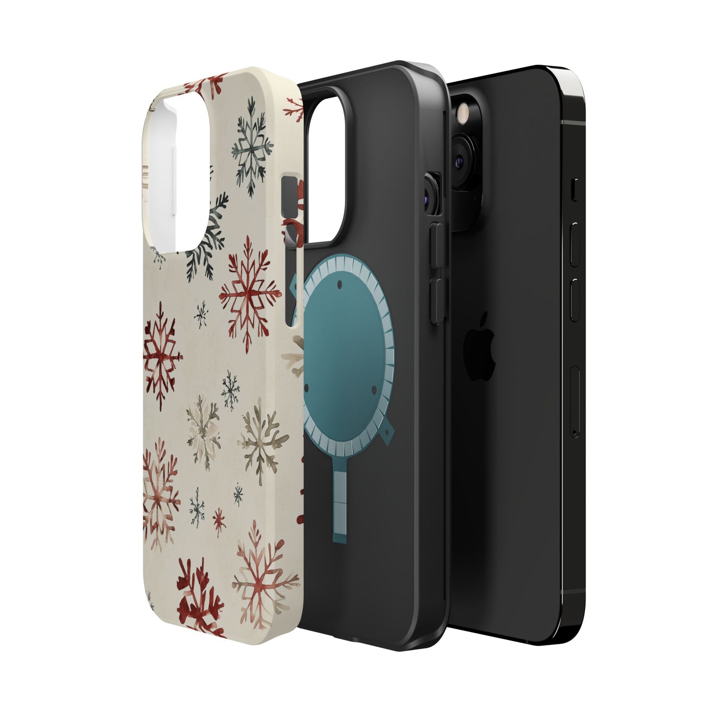 Vintage Red and Gray Snowflake Pattern – MagSafe iPhone Series Case