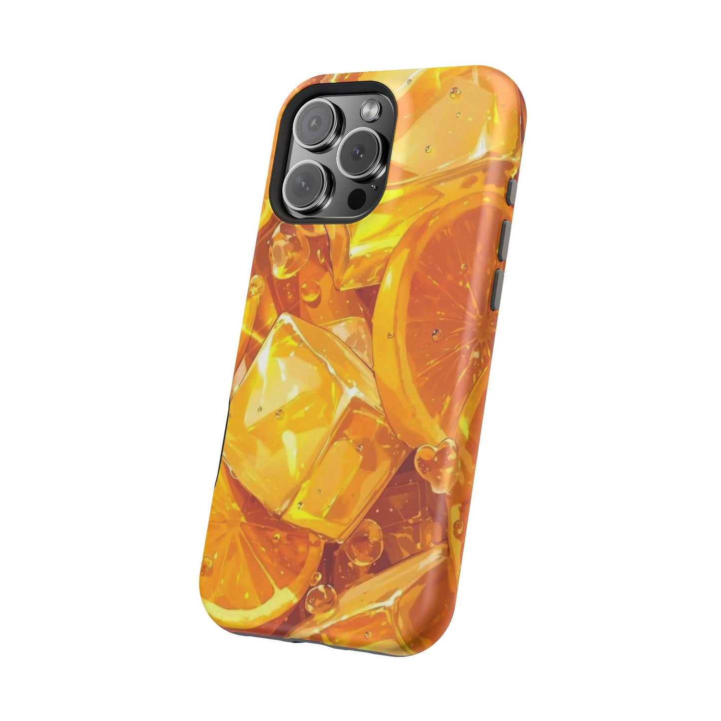 Citrus Splash MagSafe iPhone Case – Bright Orange Slices & Ice, Dual-Layer Protection