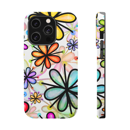 Retro Floral Pop MagSafe iPhone Case – Ultra-Slim Design, High-Gloss Finish