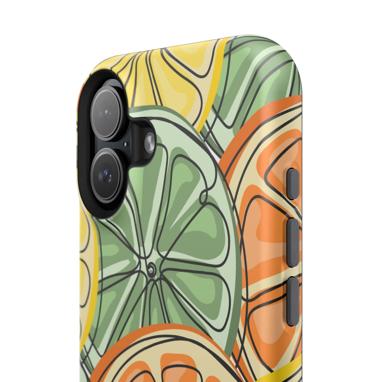 Citrus Zest Tough MagSafe iPhone Case – Bold Lime, Lemon, and Orange Design, Shockproof Protection