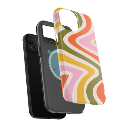 Retro Groove MagSafe iPhone Case – 70s-Inspired Design with Dual-Layer Protection