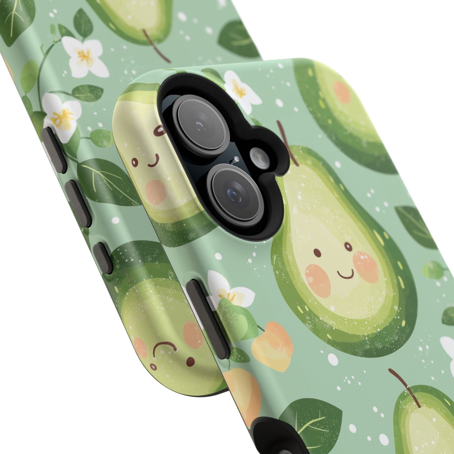 Smiling Avocados Tough MagSafe iPhone Case – Cute Avocado Design, Dual-Layer Protection